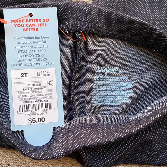 Cat & Jack Faux Denim Leggings- Dark Wash NWT - Picture 4 of 4